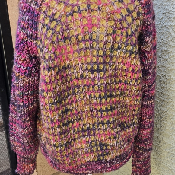 Anthropologie Moth Wool Blend Pink Yellow Knit Sweater - Picture 9 of 11
